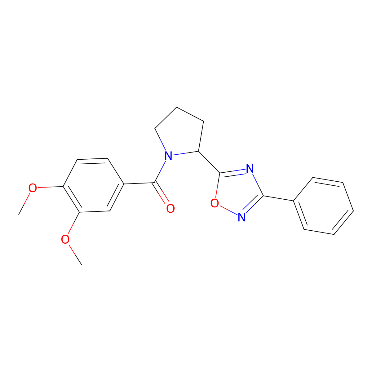 5-[1-(3,4-Dimethoxybenzoyl)pyrrolidin-2-yl]-3-phenyl-1,2,4-oxadiazole molecular structure, CAS 1795393-61-1