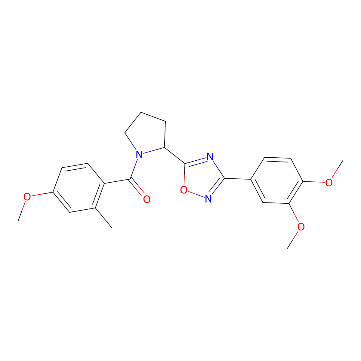 3-(3,4-Dimethoxyphenyl)-5-[1-(4-methoxy-2-methylbenzoyl)pyrrolidin-2-yl]-1,2,4-oxadiazole molecular structure, CAS 1795393-71-3