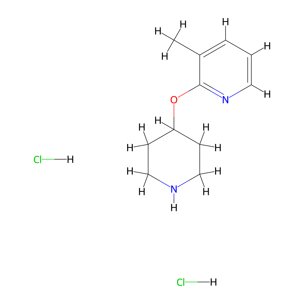 3-Methyl-2-(piperidin-4-yloxy)pyridine dihydrochloride molecular structure, CAS 1795395-89-9
