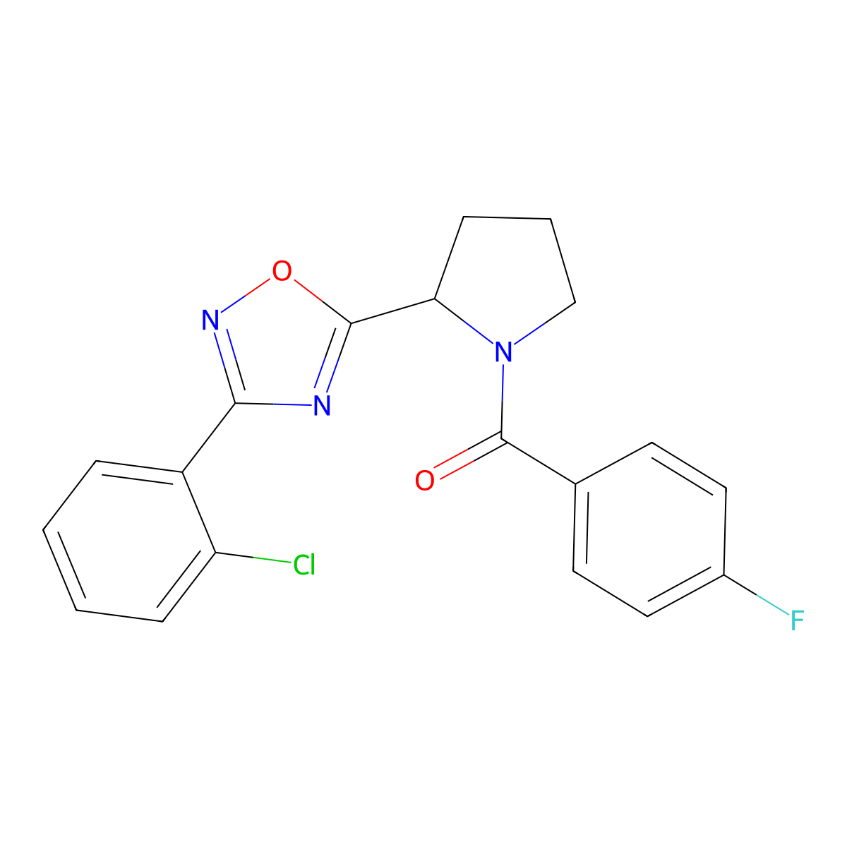 3-(2-Chlorophenyl)-5-[1-(4-fluorobenzoyl)pyrrolidin-2-yl]-1,2,4-oxadiazole molecular structure, CAS 1795395-94-6