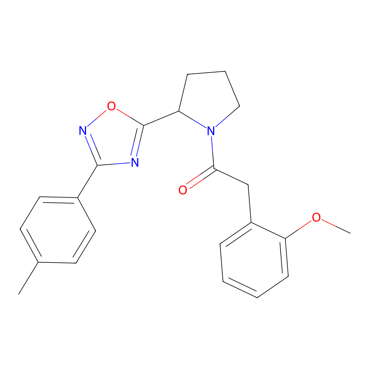 5-{1-[(2-Methoxyphenyl)acetyl]pyrrolidin-2-yl}-3-(4-methylphenyl)-1,2,4-oxadiazole molecular structure, CAS 1795396-04-1