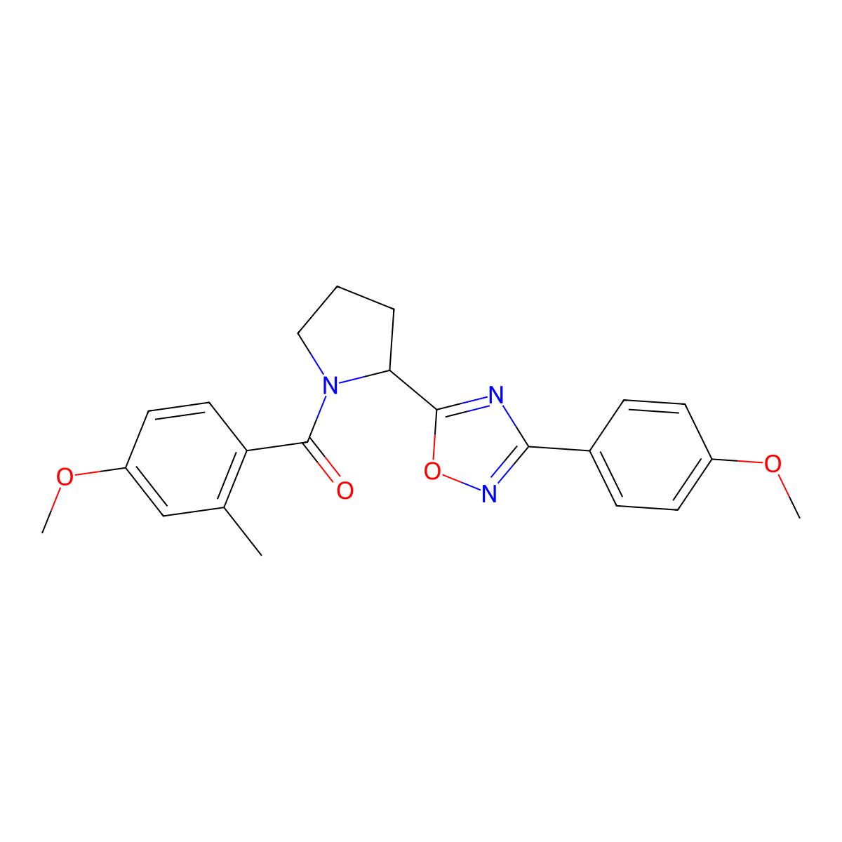 5-[1-(4-Methoxy-2-methylbenzoyl)pyrrolidin-2-yl]-3-(4-methoxyphenyl)-1,2,4-oxadiazole molecular structure, CAS 1795396-11-0
