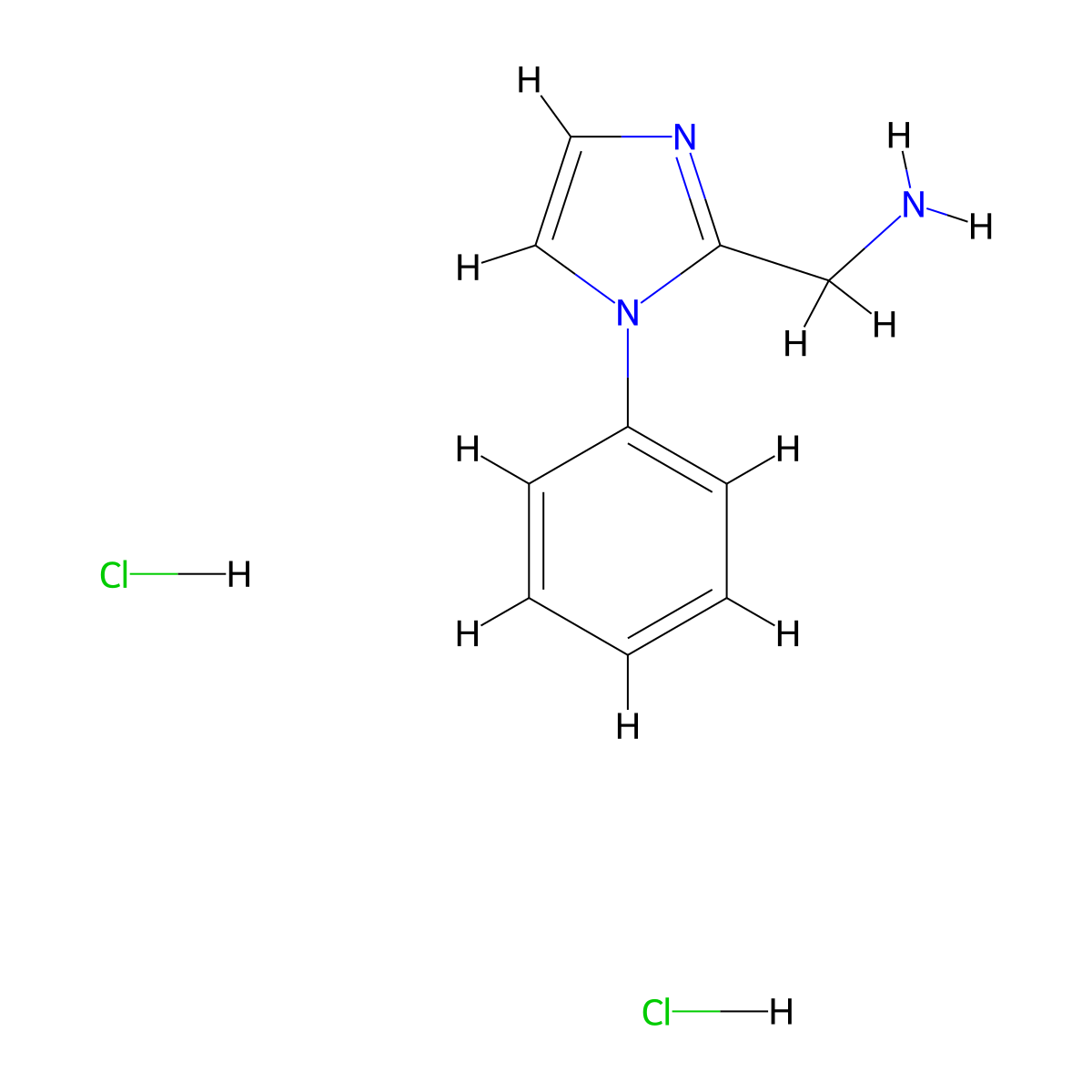 (1-phenyl-1H-imidazol-2-yl)methanamine dihydrochloride molecular structure, CAS 1795396-57-4