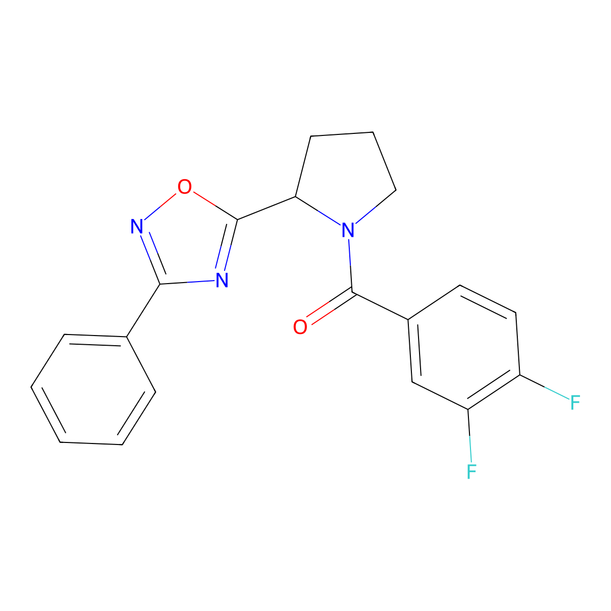 5-[1-(3,4-Difluorobenzoyl)pyrrolidin-2-yl]-3-phenyl-1,2,4-oxadiazole molecular structure, CAS 1795398-18-3