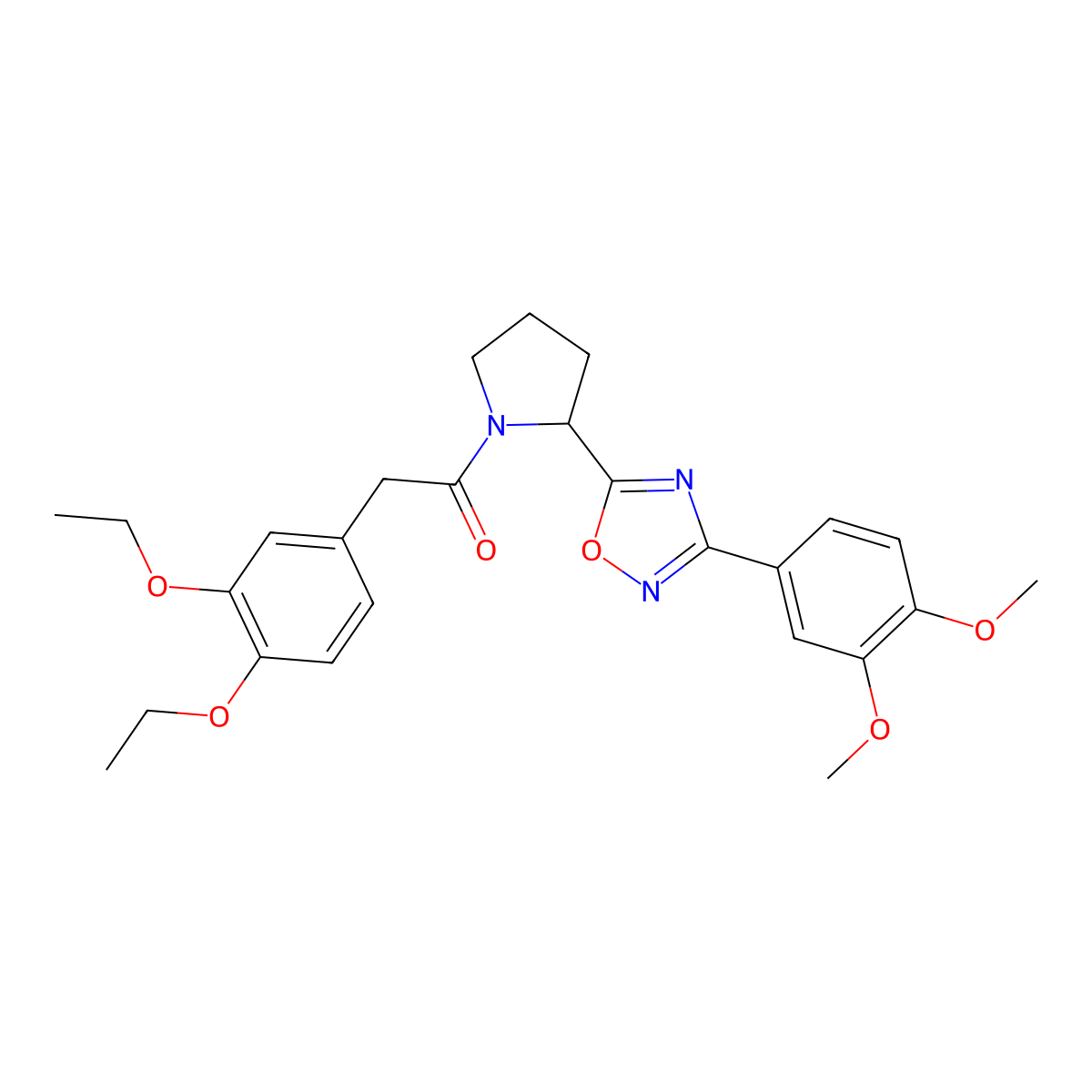 5-{1-[(3,4-Diethoxyphenyl)acetyl]pyrrolidin-2-yl}-3-(3,4-dimethoxyphenyl)-1,2,4-oxadiazole molecular structure, CAS 1795398-37-6