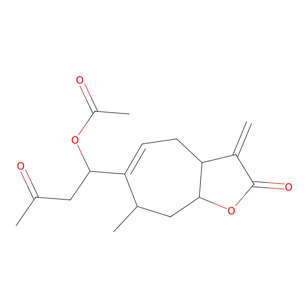 6-(1-(Acetyloxy)-3-oxobutyl)-3,3a,4,7,8,8a-hexahydro-7-methyl-3-methylene-2H-cyclohepta(b)furan-2-one molecular structure, CAS 17954-90-4
