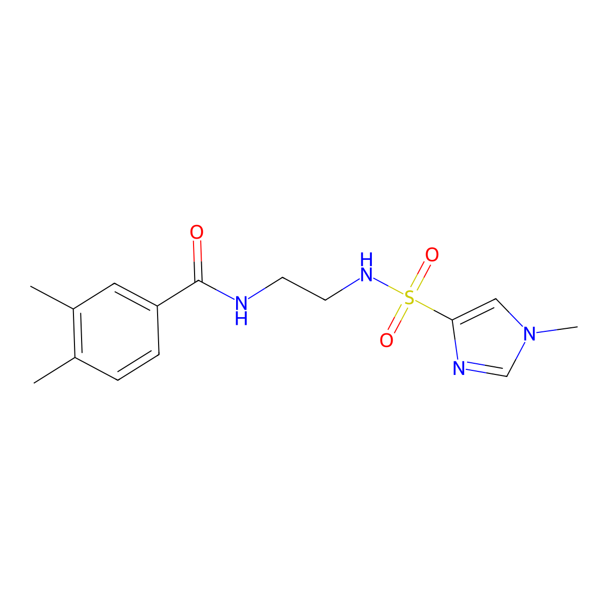 3,4-dimethyl-N-[2-(1-methyl-1H-imidazole-4-sulfonamido)ethyl]benzamide molecular structure, CAS 1795408-81-9