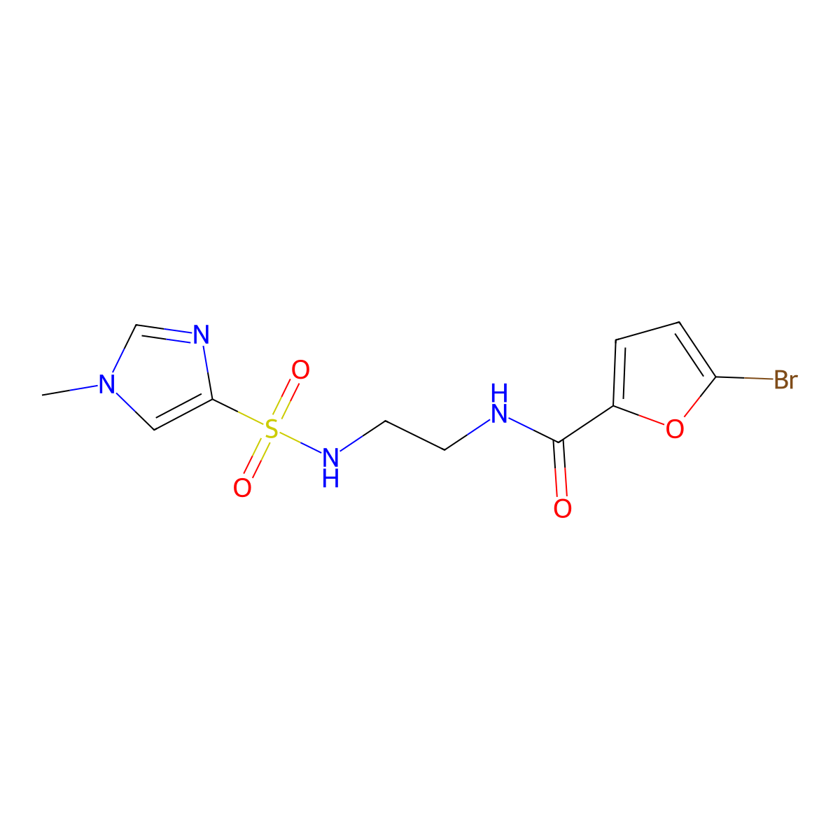 5-bromo-N-(2-(1-methyl-1H-imidazole-4-sulfonamido)ethyl)furan-2-carboxamide molecular structure, CAS 1795408-86-4