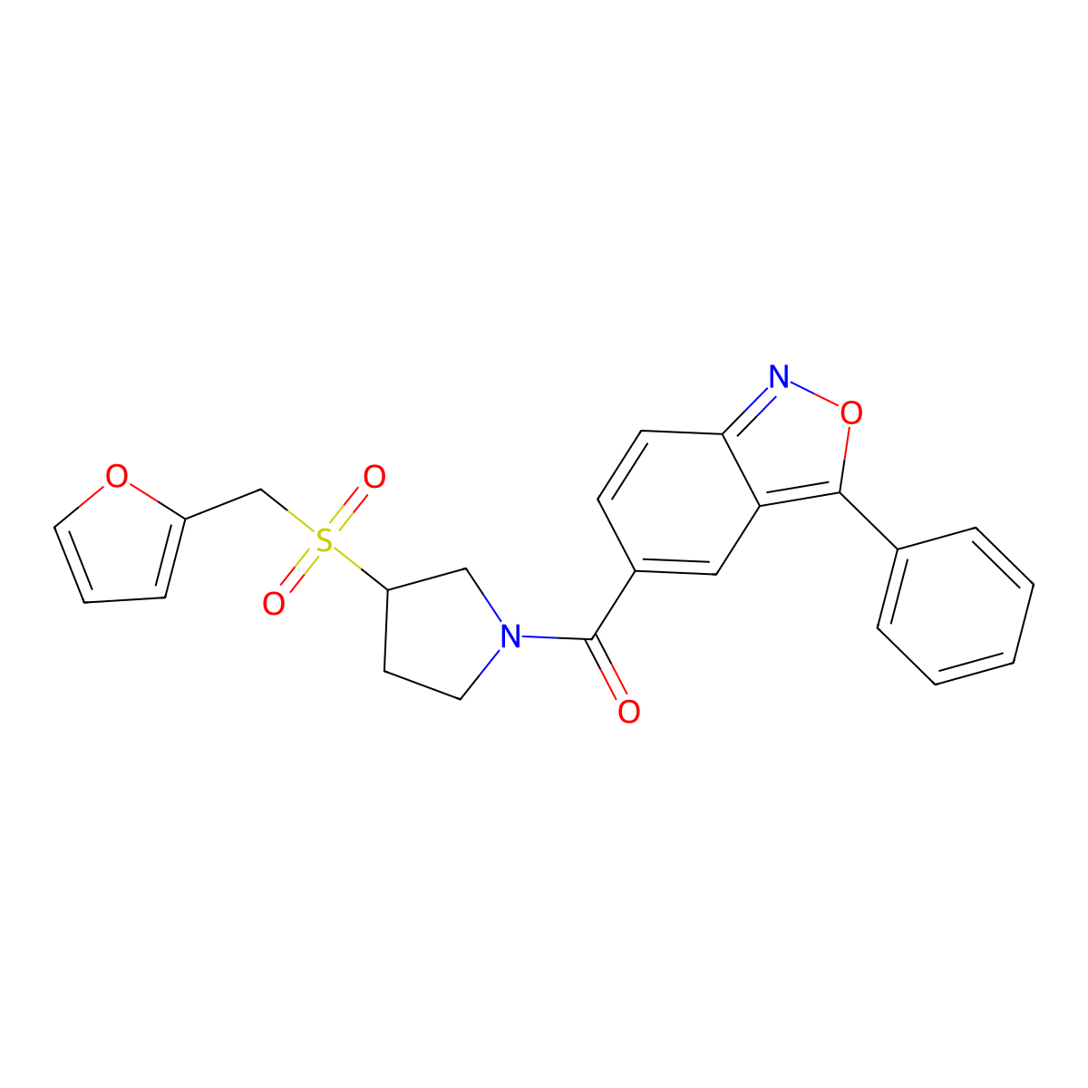 (3-((Furan-2-ylmethyl)sulfonyl)pyrrolidin-1-yl)(3-phenylbenzo[c]isoxazol-5-yl)methanone molecular structure, CAS 1795409-05-0