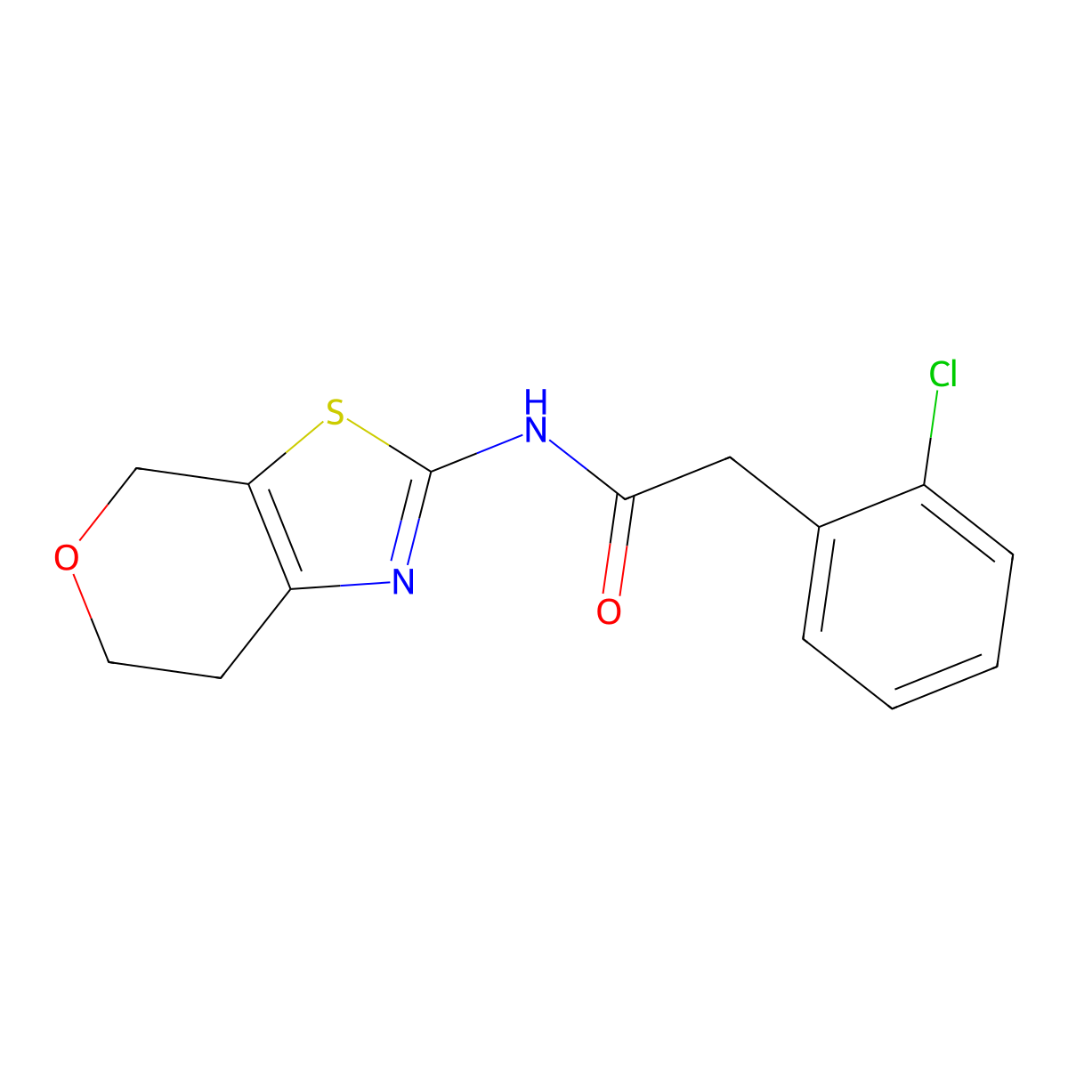 2-(2-chlorophenyl)-N-(6,7-dihydro-4H-pyrano[4,3-d]thiazol-2-yl)acetamide molecular structure, CAS 1795410-00-2