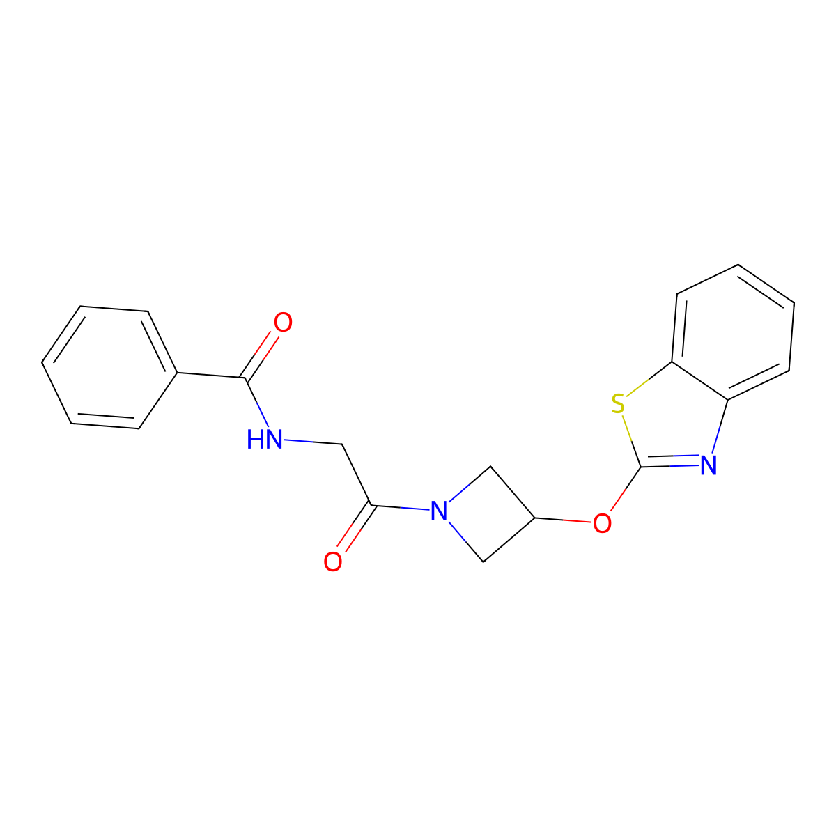 N-(2-(3-(benzo[d]thiazol-2-yloxy)azetidin-1-yl)-2-oxoethyl)benzamide molecular structure, CAS 1795410-04-6