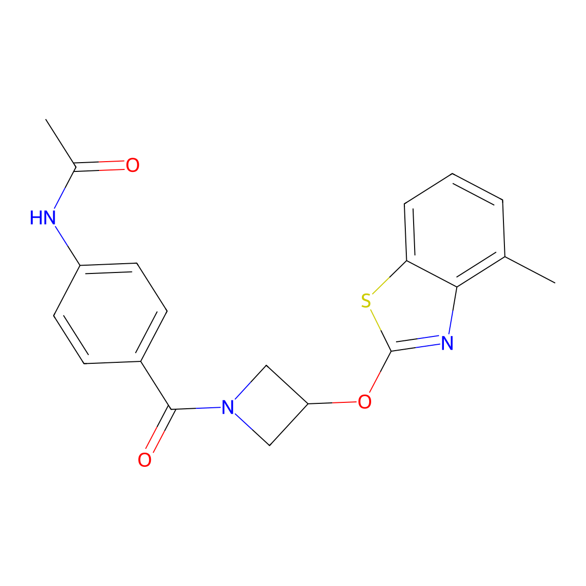 N-(4-(3-((4-methylbenzo[d]thiazol-2-yl)oxy)azetidine-1-carbonyl)phenyl)acetamide molecular structure, CAS 1795410-17-1