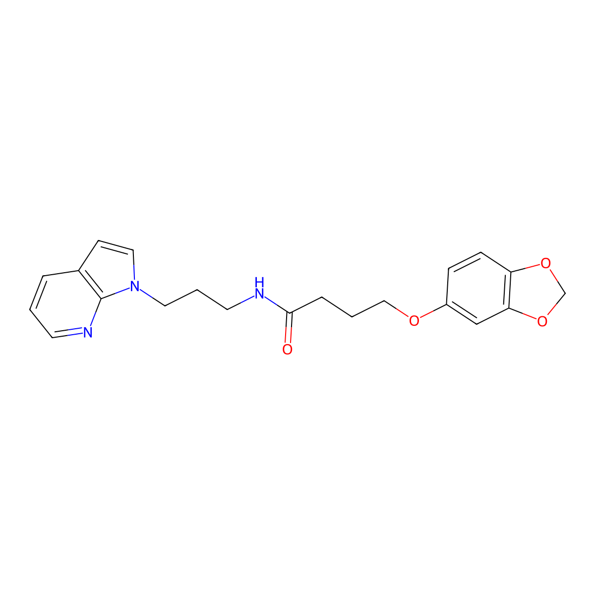 N-(3-(1H-pyrrolo[2,3-b]pyridin-1-yl)propyl)-4-(benzo[d][1,3]dioxol-5-yloxy)butanamide molecular structure, CAS 1795410-40-0