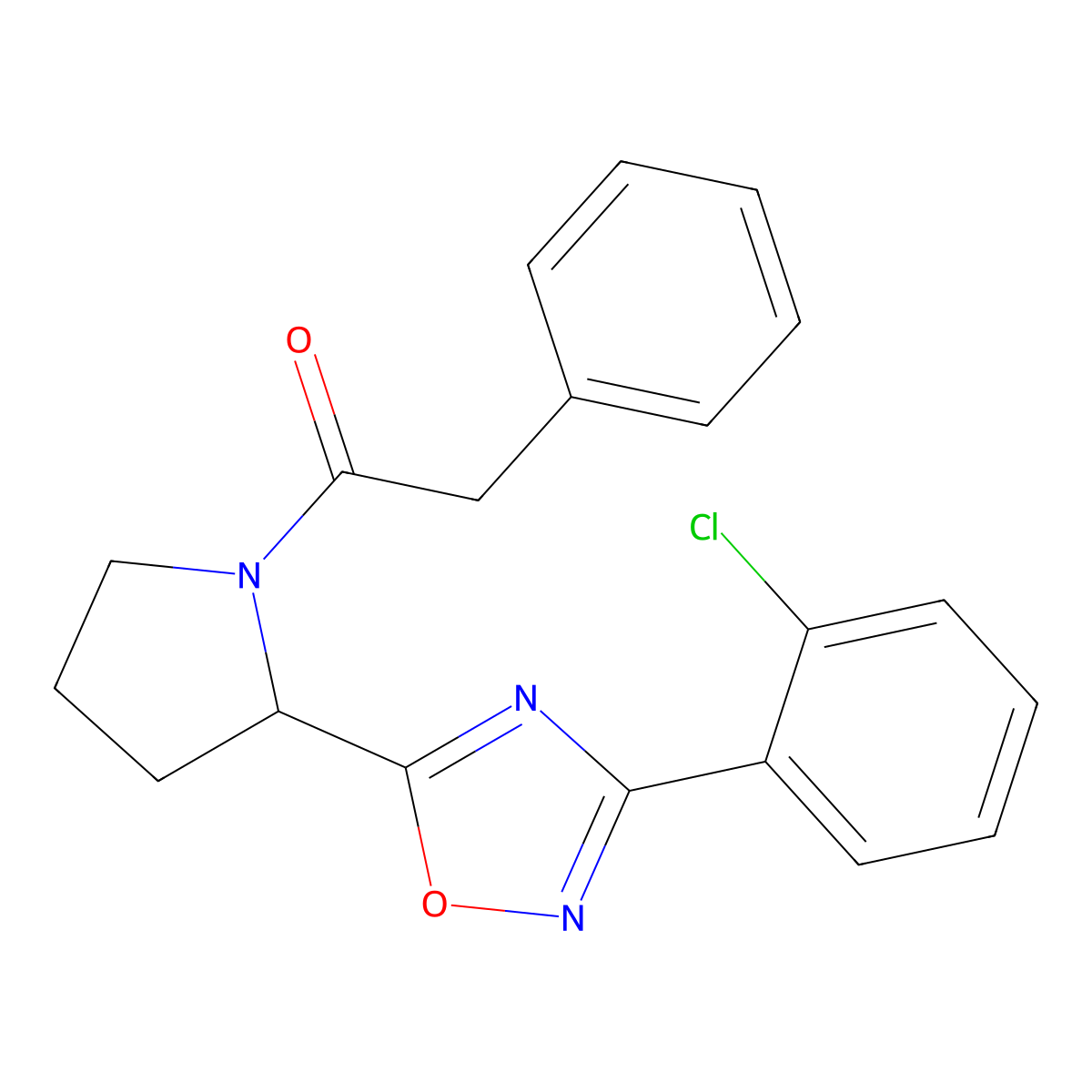 3-(2-Chlorophenyl)-5-[1-(phenylacetyl)pyrrolidin-2-yl]-1,2,4-oxadiazole molecular structure, CAS 1795410-45-5