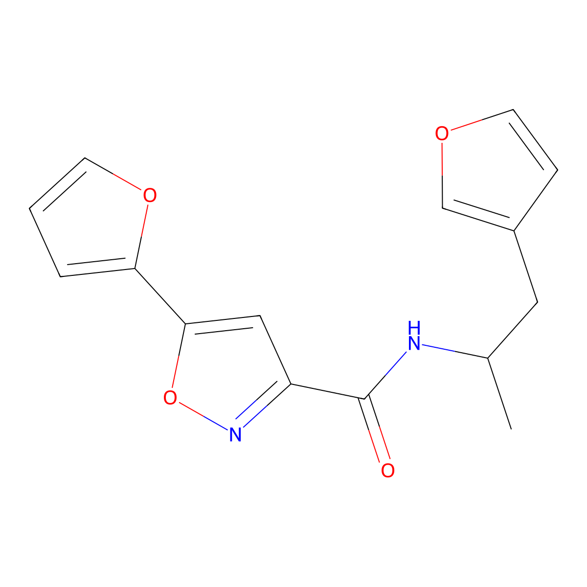 5-(furan-2-yl)-N-(1-(furan-3-yl)propan-2-yl)isoxazole-3-carboxamide molecular structure, CAS 1795410-55-7