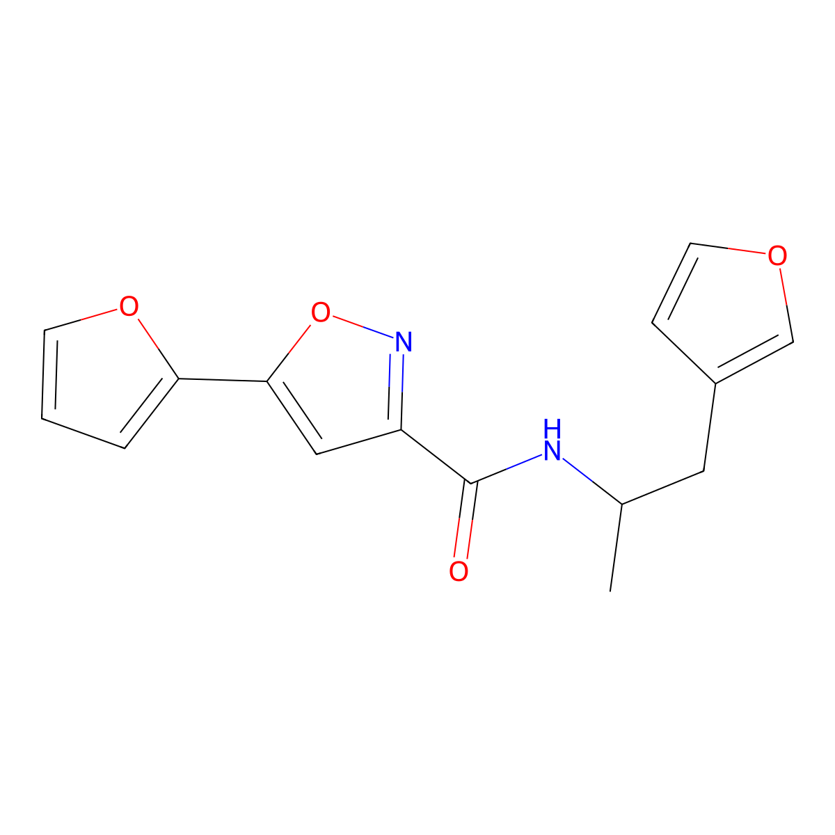 5-(furan-2-yl)-N-(1-(furan-3-yl)propan-2-yl)isoxazole-3-carboxamide molecular structure, CAS 1795410-55-7
