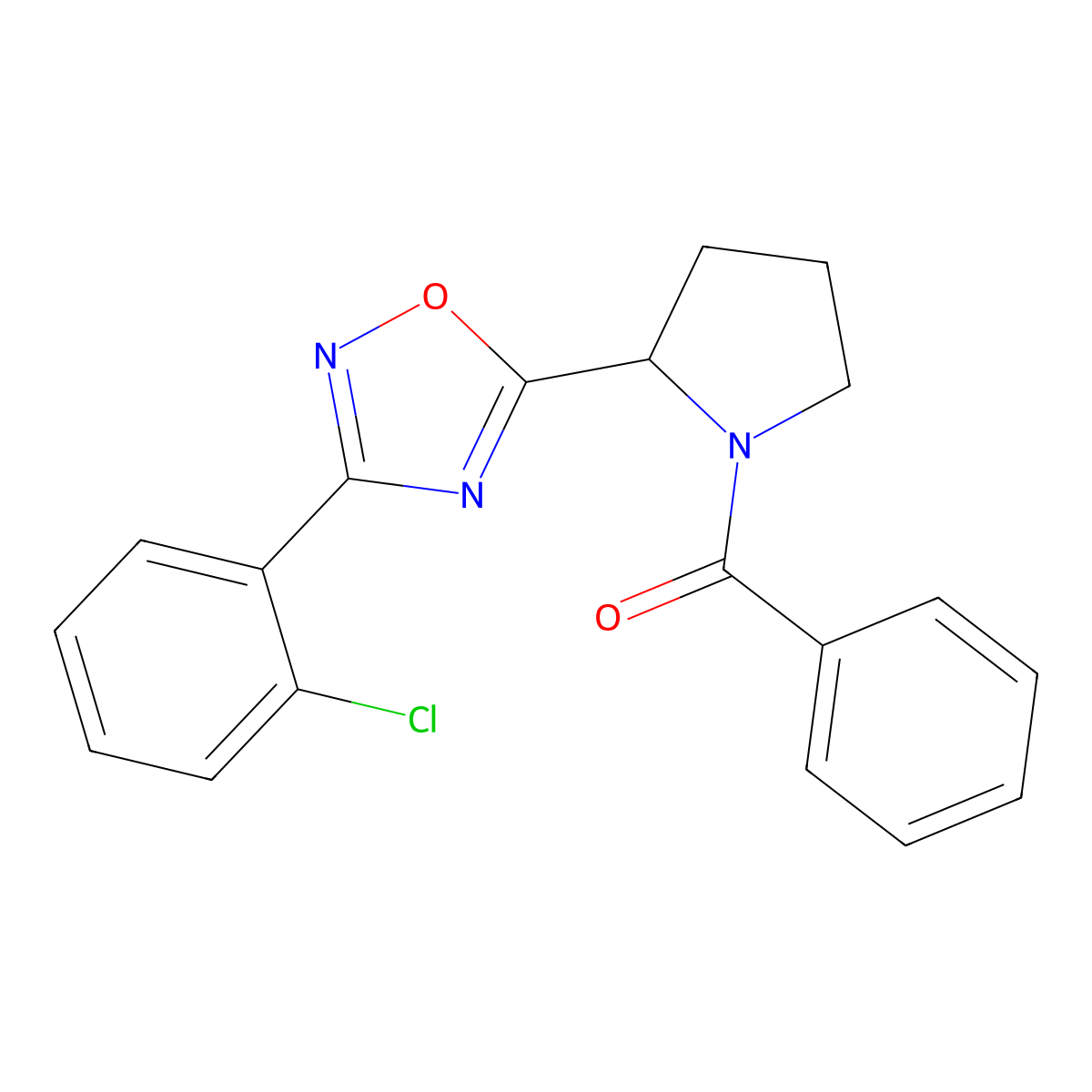 5-(1-Benzoylpyrrolidin-2-yl)-3-(2-chlorophenyl)-1,2,4-oxadiazole molecular structure, CAS 1795410-64-8