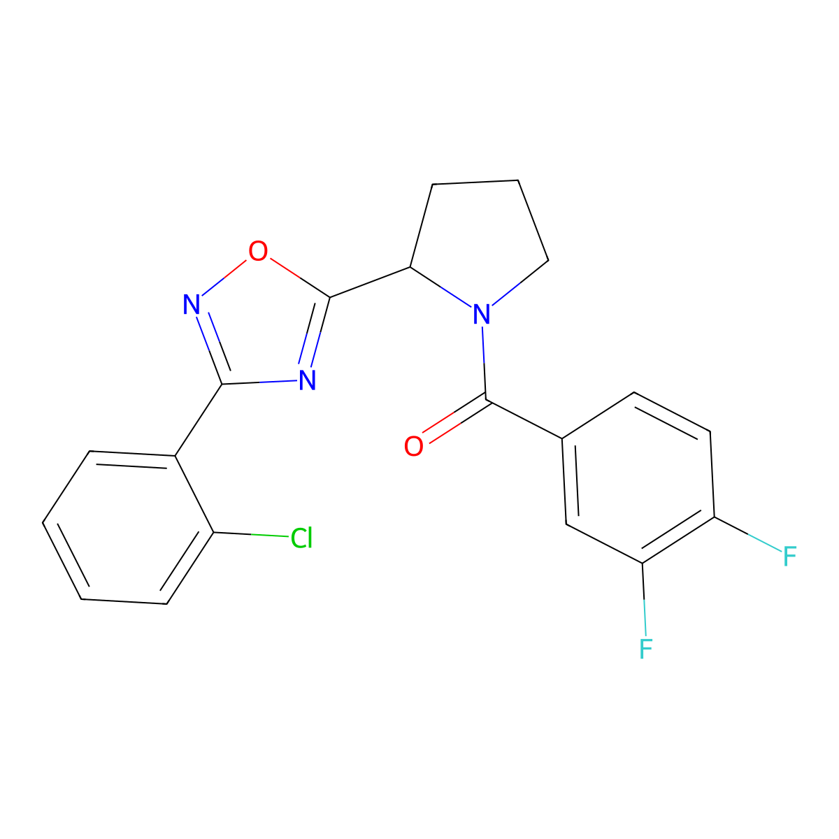 3-(2-Chlorophenyl)-5-[1-(3,4-difluorobenzoyl)pyrrolidin-2-yl]-1,2,4-oxadiazole molecular structure, CAS 1795410-76-2