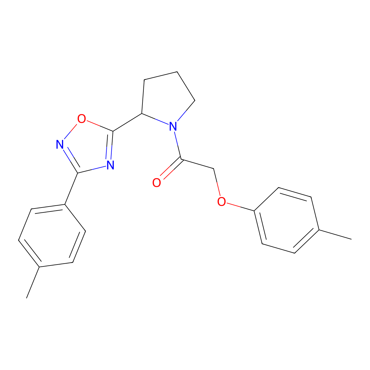 5-{1-[(4-Methylphenoxy)acetyl]pyrrolidin-2-yl}-3-(4-methylphenyl)-1,2,4-oxadiazole molecular structure, CAS 1795410-82-0
