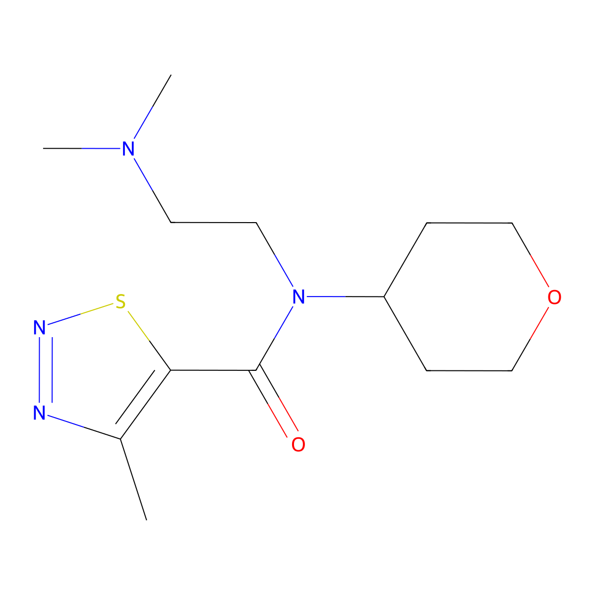 N-(2-(dimethylamino)ethyl)-4-methyl-N-(tetrahydro-2H-pyran-4-yl)-1,2,3-thiadiazole-5-carboxamide molecular structure, CAS 1795410-85-3