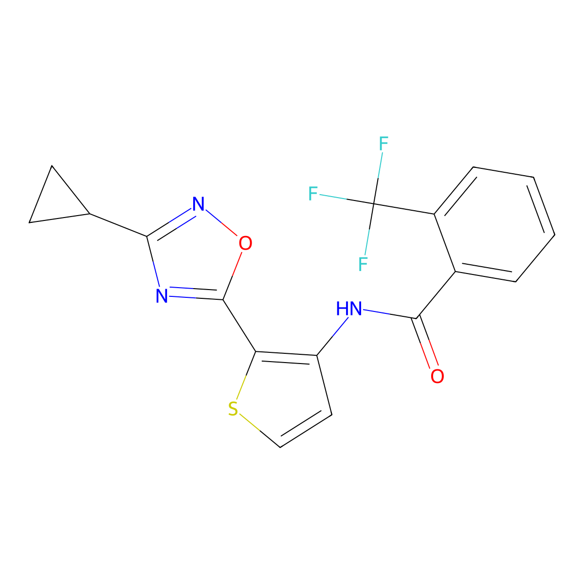 N-[2-(3-cyclopropyl-1,2,4-oxadiazol-5-yl)thiophen-3-yl]-2-(trifluoromethyl)benzamide molecular structure, CAS 1795410-91-1