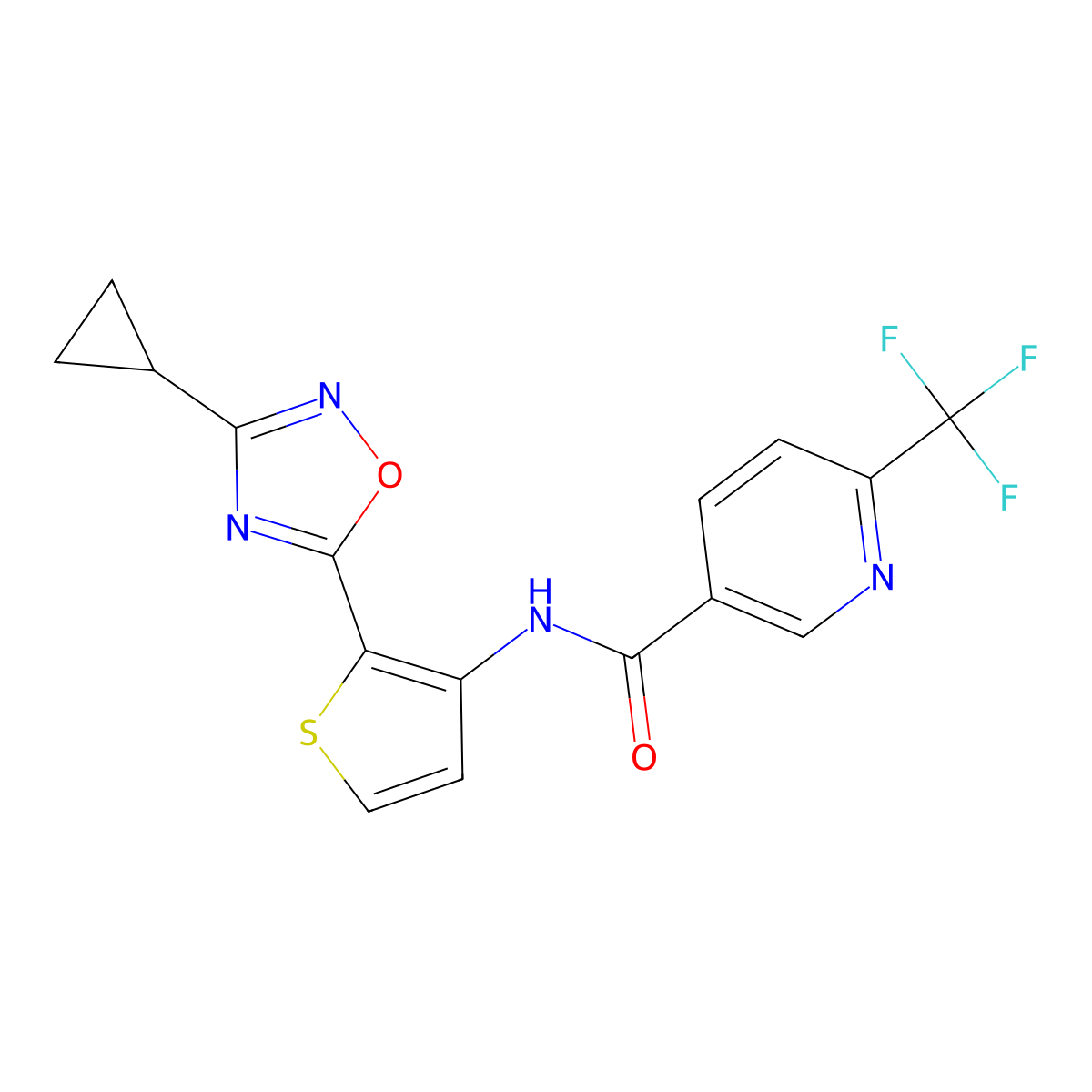 N-(2-(3-cyclopropyl-1,2,4-oxadiazol-5-yl)thiophen-3-yl)-6-(trifluoromethyl)nicotinamide molecular structure, CAS 1795410-94-4