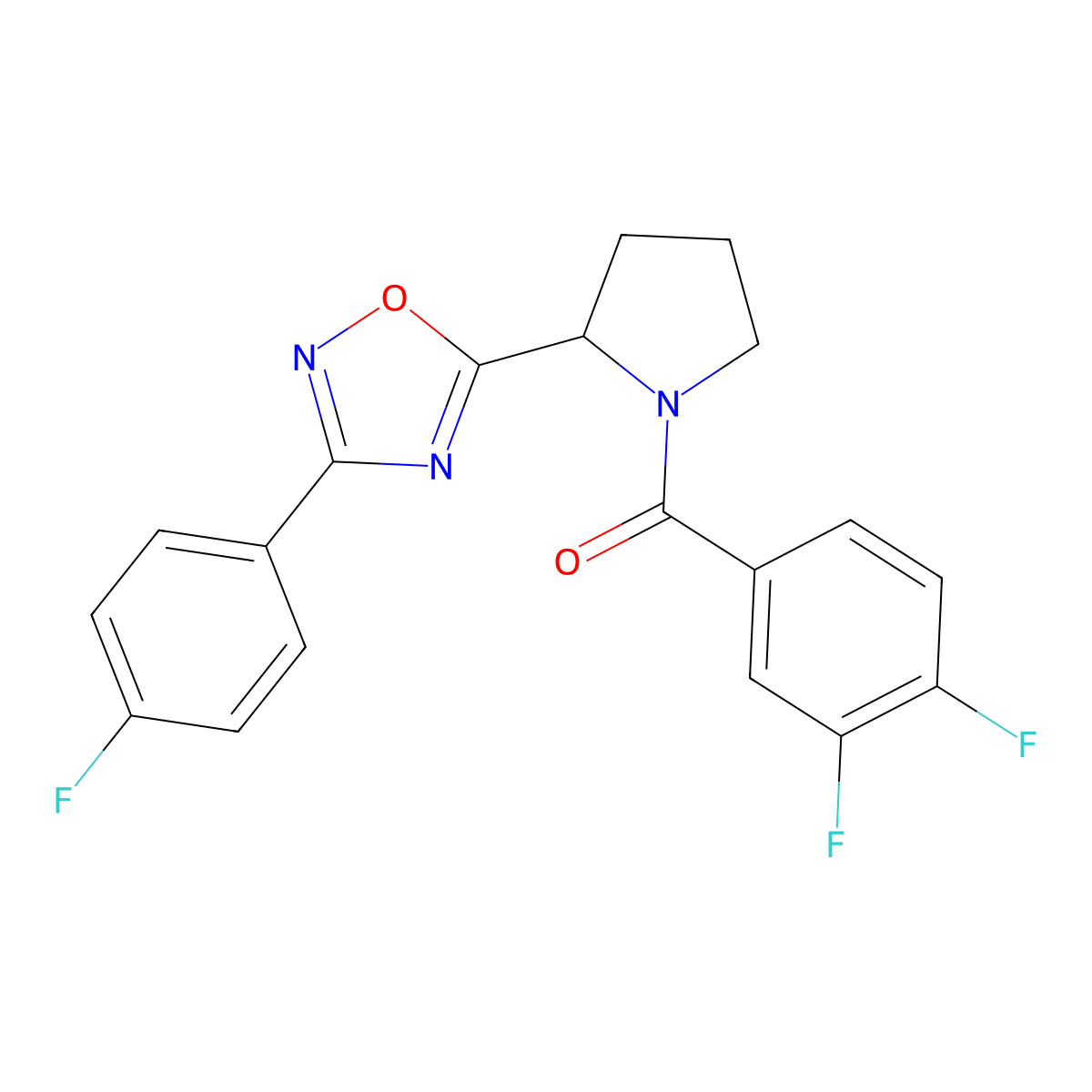5-[1-(3,4-Difluorobenzoyl)pyrrolidin-2-yl]-3-(4-fluorophenyl)-1,2,4-oxadiazole molecular structure, CAS 1795411-01-6