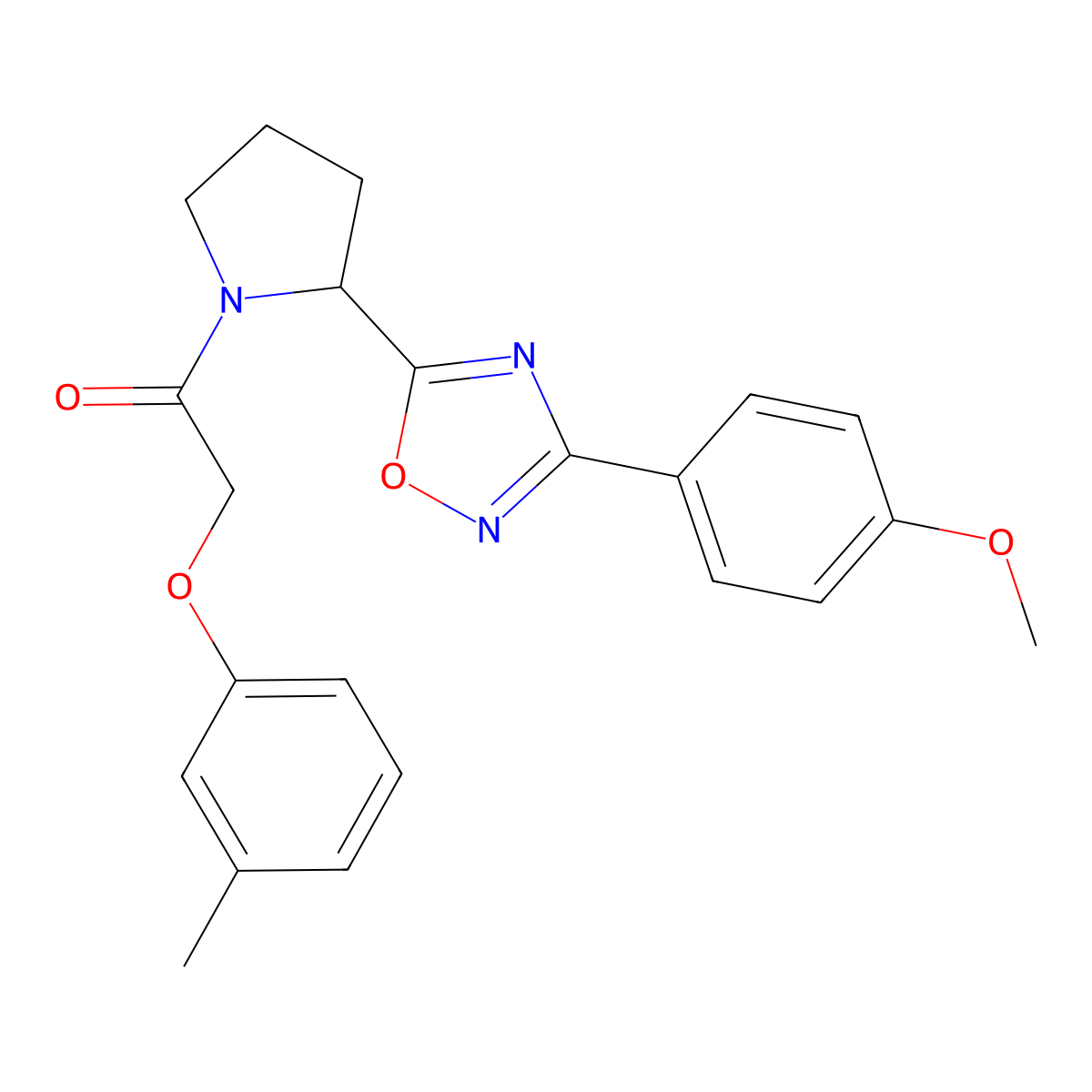 3-(4-Methoxyphenyl)-5-{1-[(3-methylphenoxy)acetyl]pyrrolidin-2-yl}-1,2,4-oxadiazole molecular structure, CAS 1795411-15-2