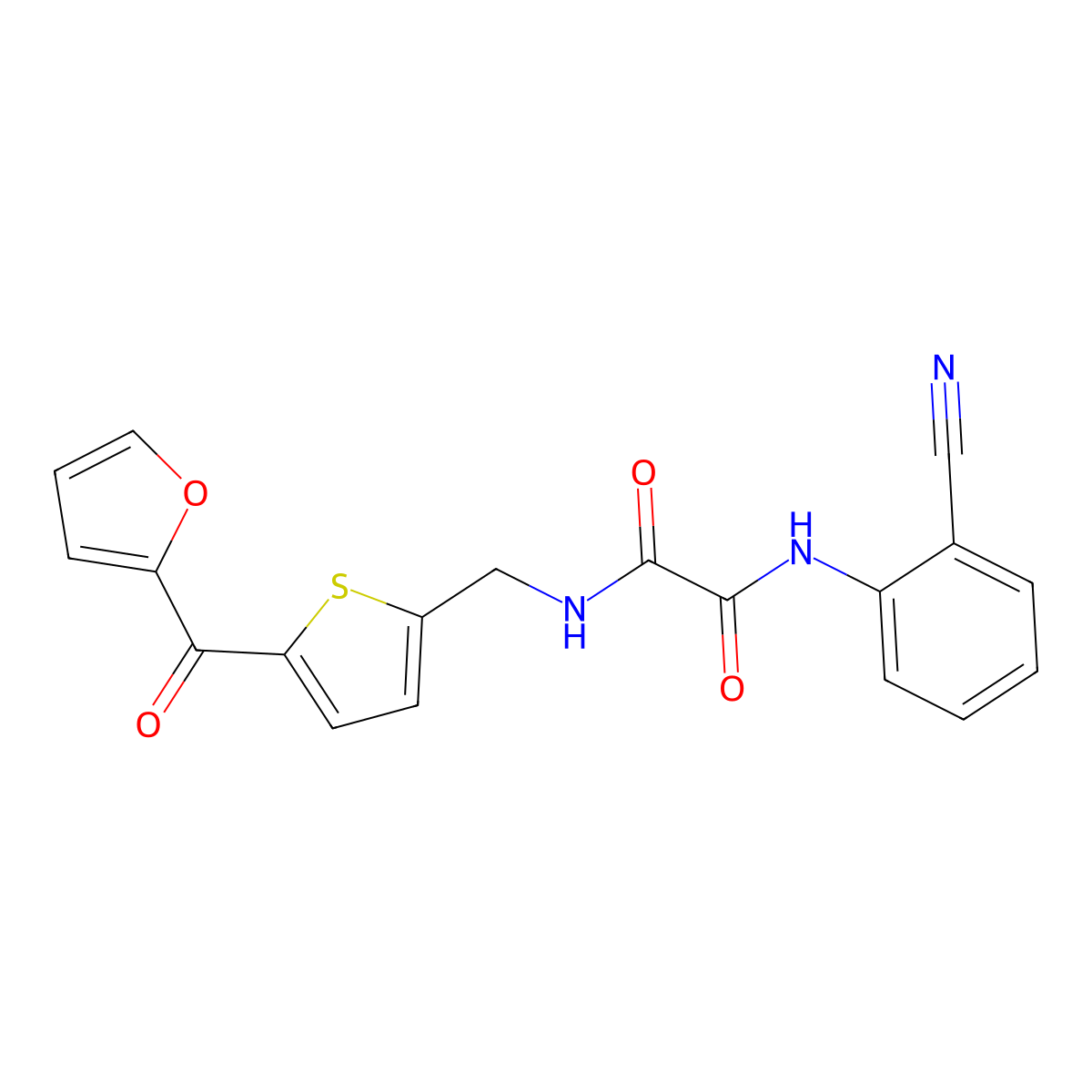N1-(2-cyanophenyl)-N2-((5-(furan-2-carbonyl)thiophen-2-yl)methyl)oxalamide molecular structure, CAS 1795411-26-5