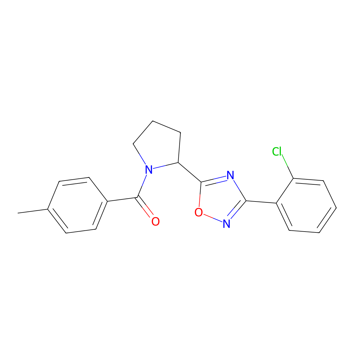 3-(2-Chlorophenyl)-5-[1-(4-methylbenzoyl)pyrrolidin-2-yl]-1,2,4-oxadiazole molecular structure, CAS 1795411-48-1