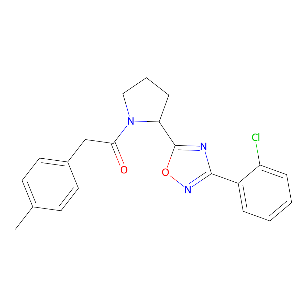 3-(2-Chlorophenyl)-5-{1-[(4-methylphenyl)acetyl]pyrrolidin-2-yl}-1,2,4-oxadiazole molecular structure, CAS 1795411-49-2