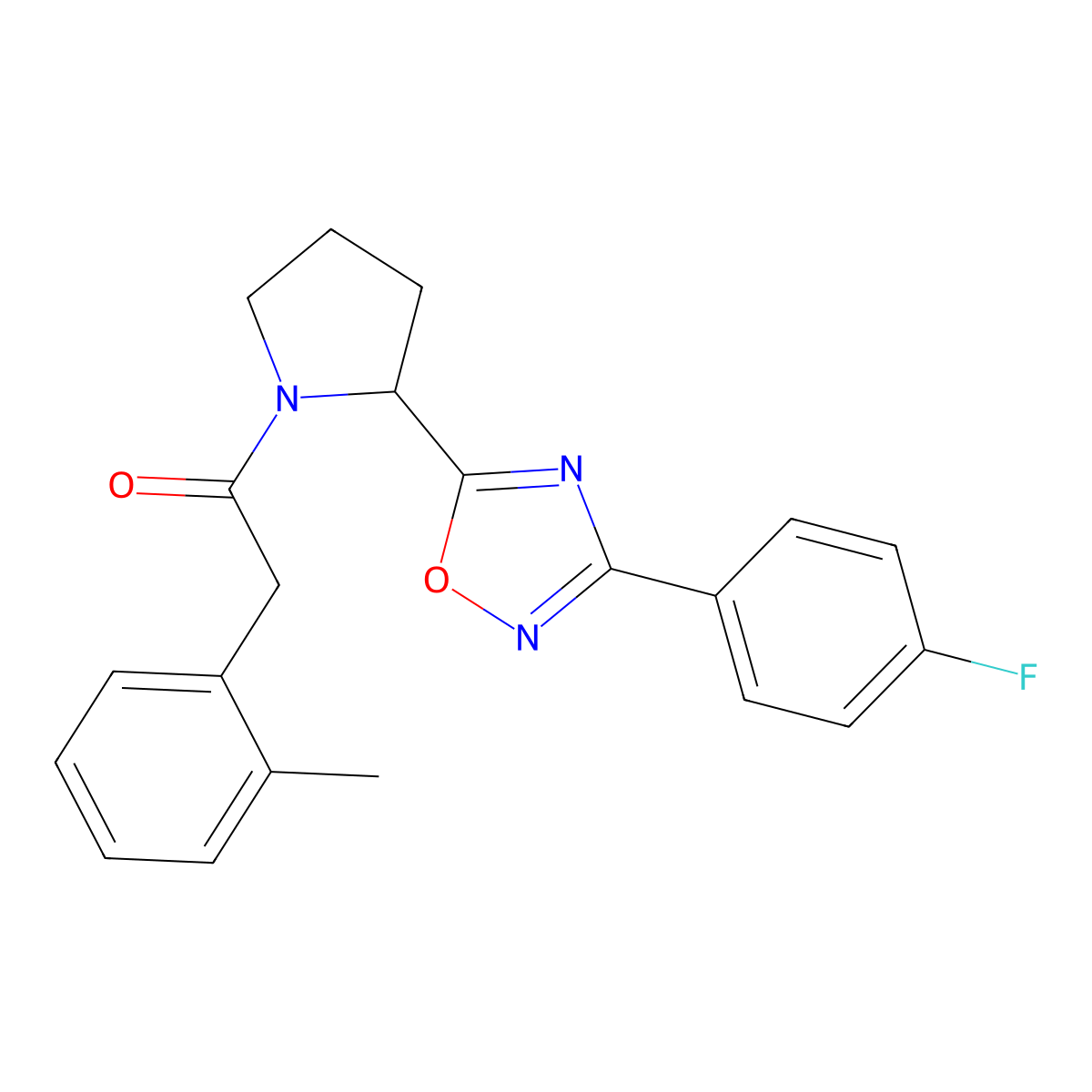 3-(4-Fluorophenyl)-5-{1-[(2-methylphenyl)acetyl]pyrrolidin-2-yl}-1,2,4-oxadiazole molecular structure, CAS 1795411-51-6