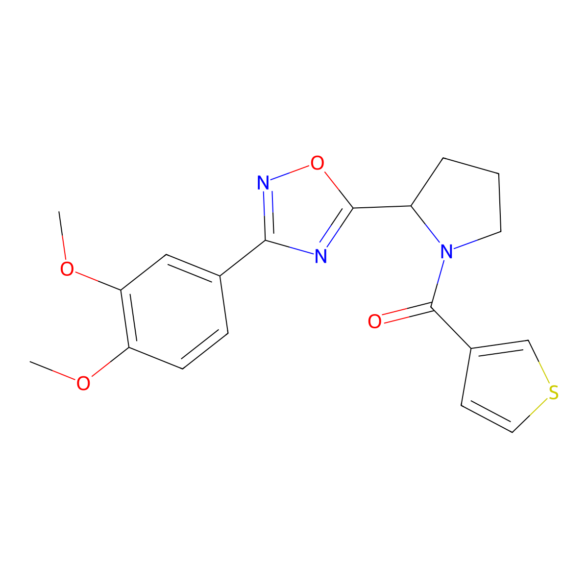 3-(3,4-Dimethoxyphenyl)-5-[1-(3-thienylcarbonyl)pyrrolidin-2-yl]-1,2,4-oxadiazole molecular structure, CAS 1795411-53-8