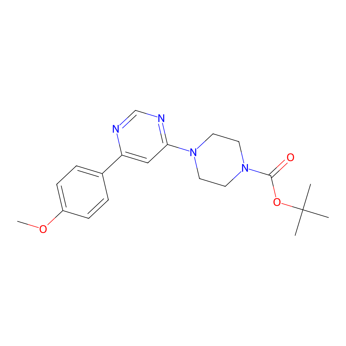 Tert-butyl 4-[6-(4-methoxyphenyl)pyrimidin-4-yl]piperazine-1-carboxylate molecular structure, CAS 1795412-24-6