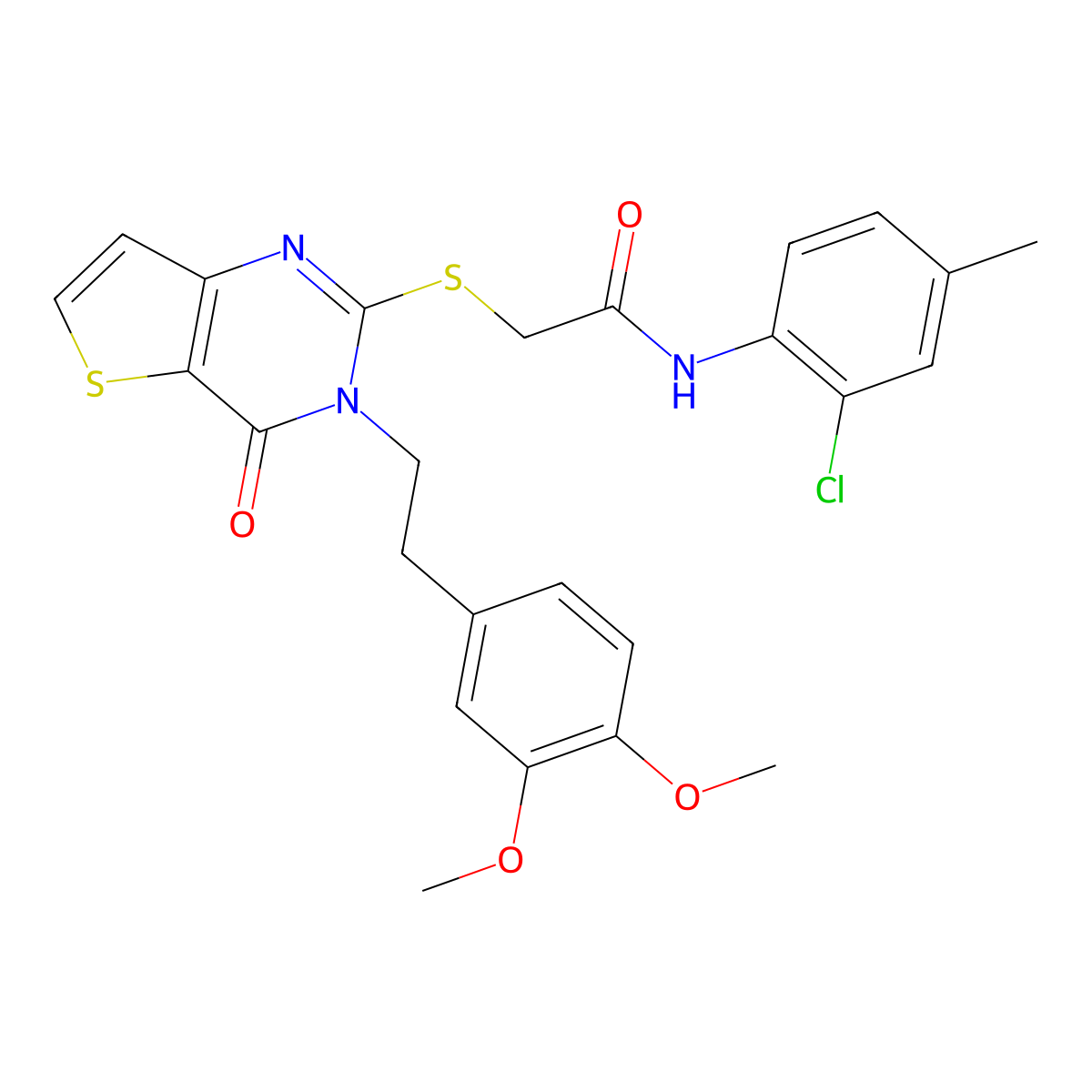 N-(2-chloro-4-methylphenyl)-2-((3-(3,4-dimethoxyphenethyl)-4-oxo-3,4-dihydrothieno[3,2-d]pyrimidin-2-yl)thio)acetamide molecular structure, CAS 1795412-50-8