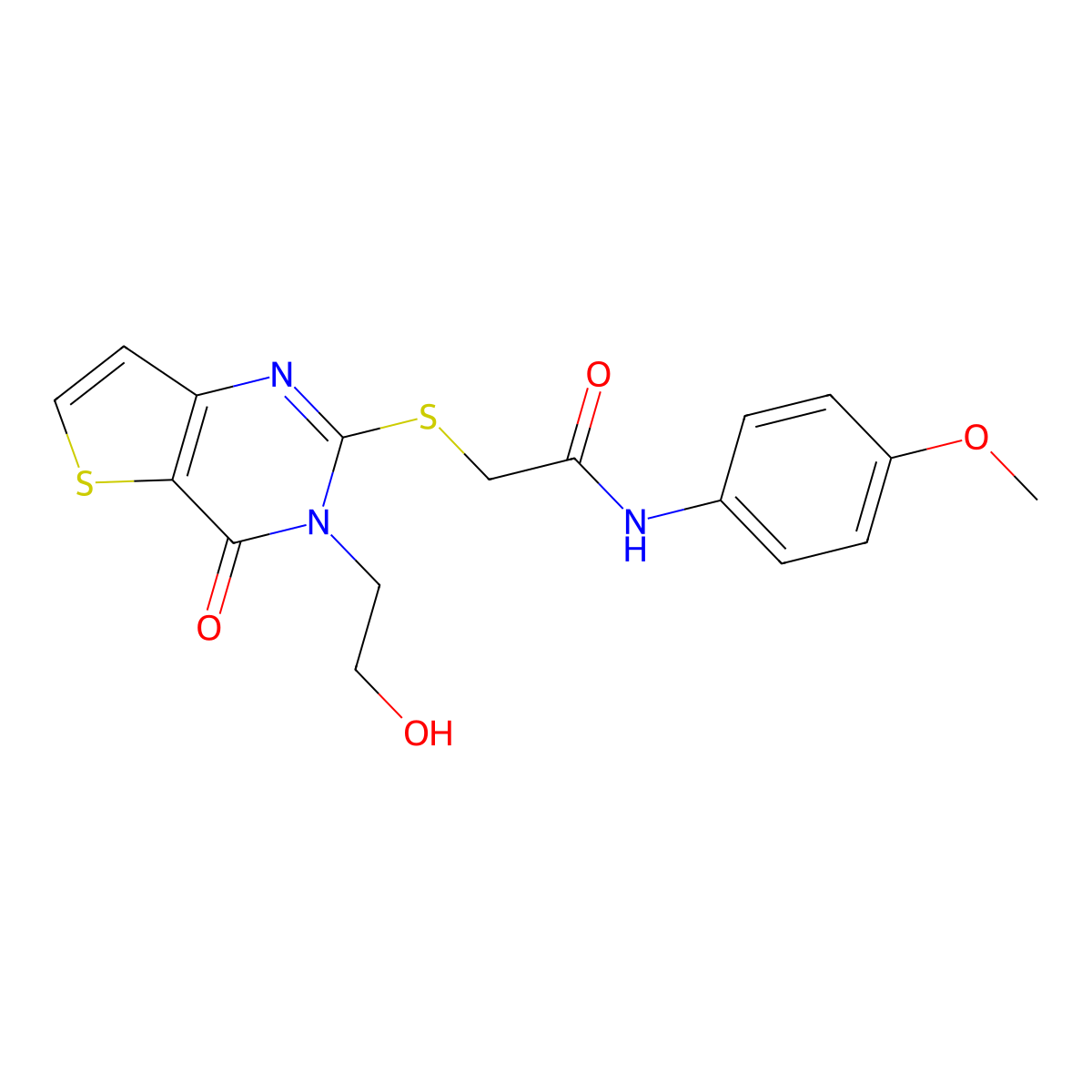 2-((3-(2-hydroxyethyl)-4-oxo-3,4-dihydrothieno[3,2-d]pyrimidin-2-yl)thio)-N-(4-methoxyphenyl)acetamide molecular structure, CAS 1795412-88-2
