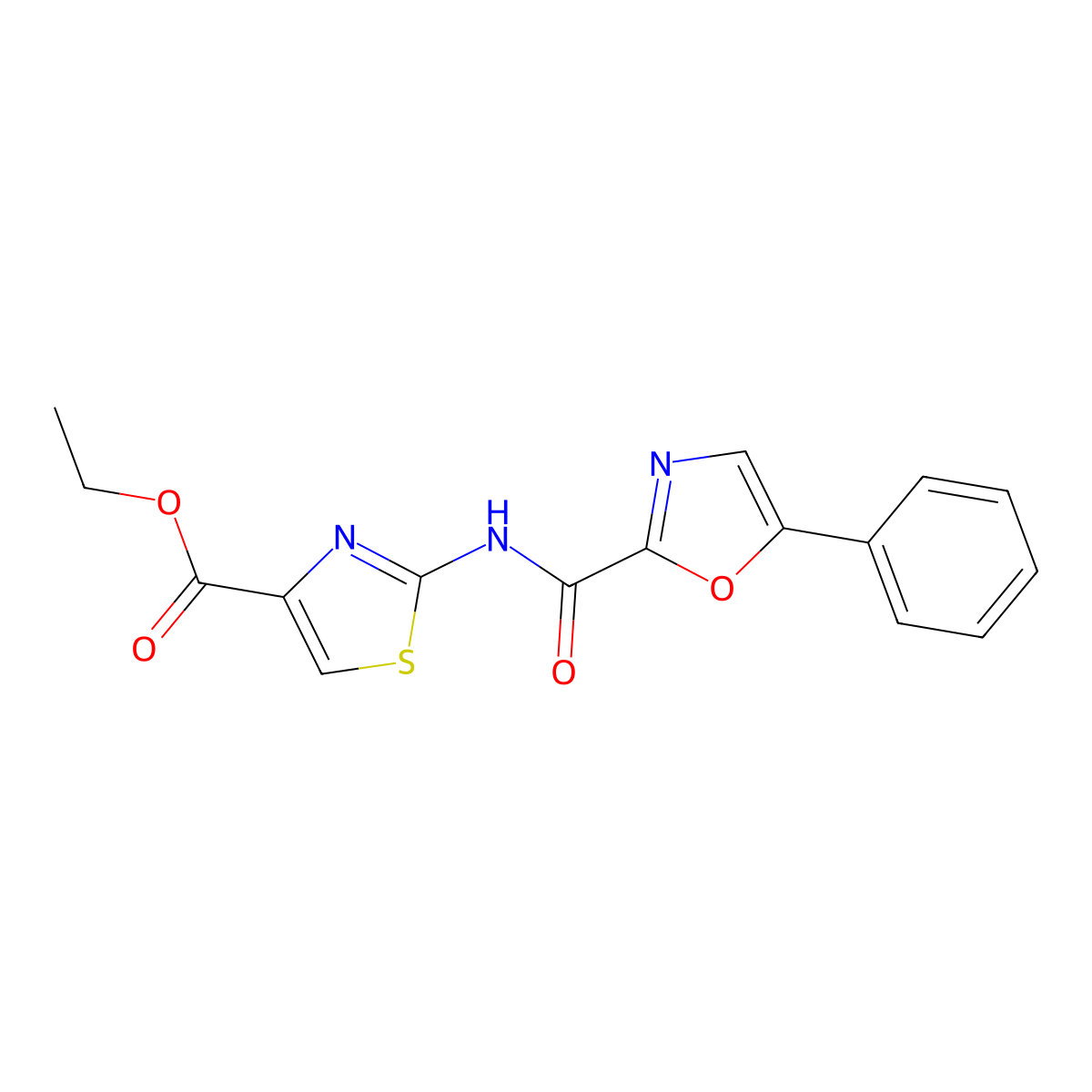 Ethyl 2-(5-phenyloxazole-2-carboxamido)thiazole-4-carboxylate molecular structure, CAS 1795412-93-9