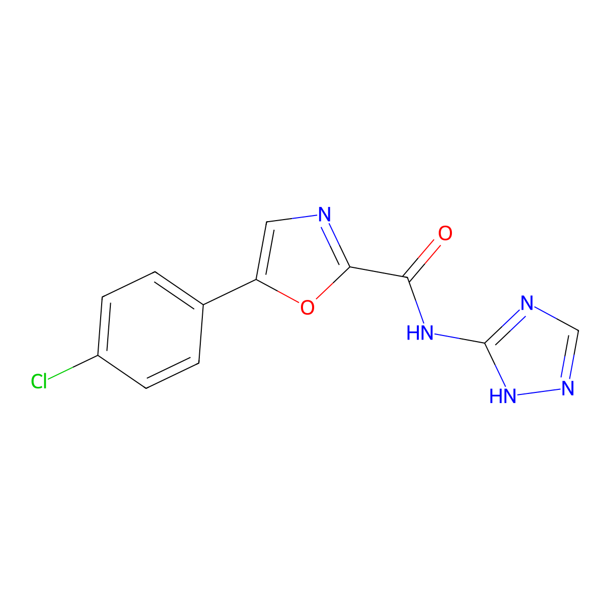 5-(4-chlorophenyl)-N-(1H-1,2,4-triazol-5-yl)oxazole-2-carboxamide molecular structure, CAS 1795413-01-2