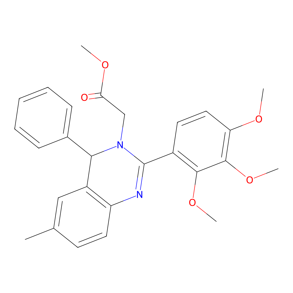 methyl 2-(6-methyl-4-phenyl-2-(2,3,4-trimethoxyphenyl)quinazolin-3(4H)-yl)acetate molecular structure, CAS 1795413-07-8