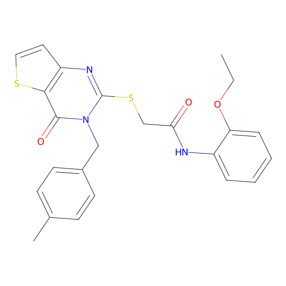 N-(2-ethoxyphenyl)-2-((3-(4-methylbenzyl)-4-oxo-3,4-dihydrothieno[3,2-d]pyrimidin-2-yl)thio)acetamide molecular structure, CAS 1795413-11-4