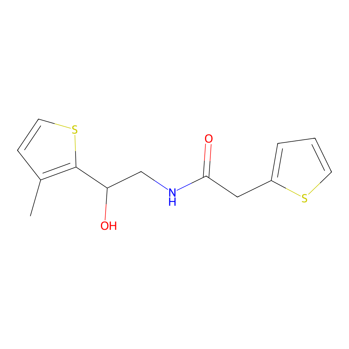 N-(2-hydroxy-2-(3-methylthiophen-2-yl)ethyl)-2-(thiophen-2-yl)acetamide molecular structure, CAS 1795413-38-5