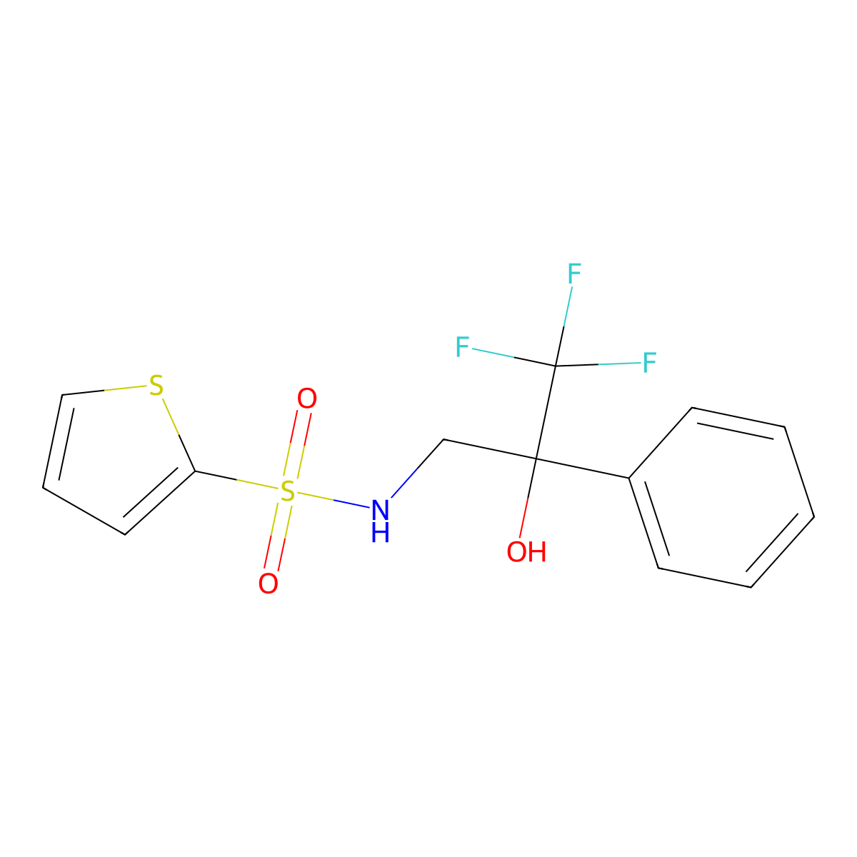 N-(3,3,3-trifluoro-2-hydroxy-2-phenylpropyl)thiophene-2-sulfonamide molecular structure, CAS 1795413-42-1