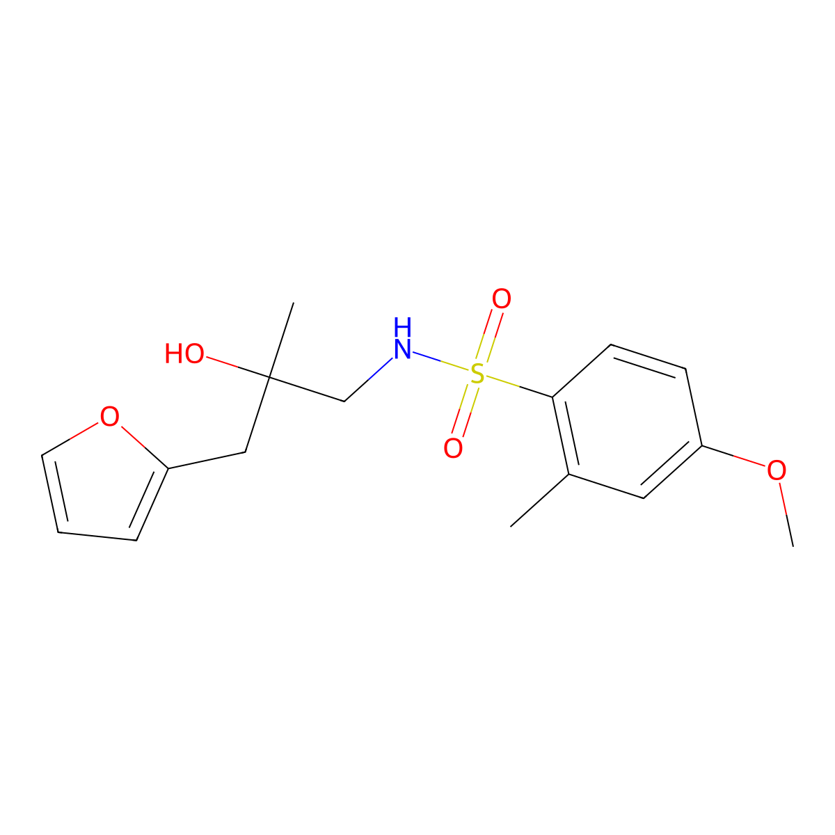 N-(3-(furan-2-yl)-2-hydroxy-2-methylpropyl)-4-methoxy-2-methylbenzenesulfonamide molecular structure, CAS 1795413-59-0