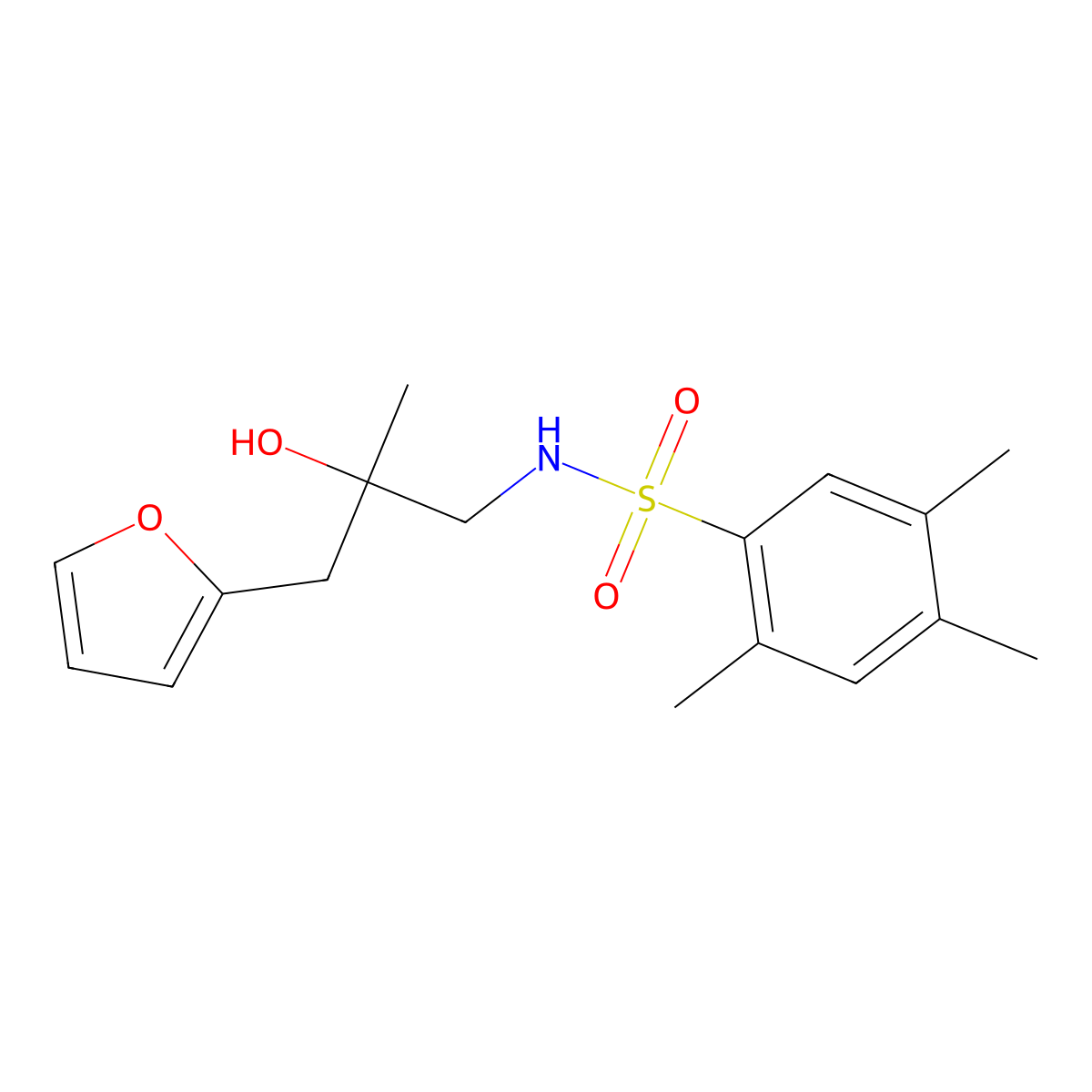 N-(3-(furan-2-yl)-2-hydroxy-2-methylpropyl)-2,4,5-trimethylbenzenesulfonamide molecular structure, CAS 1795413-62-5