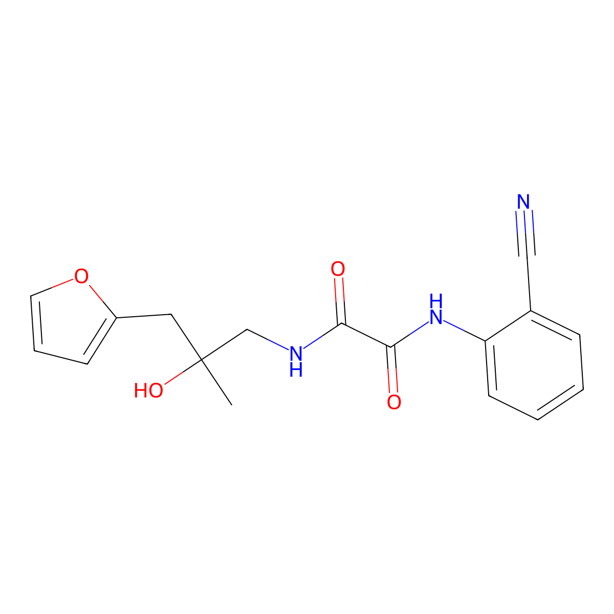 N1-(2-cyanophenyl)-N2-(3-(furan-2-yl)-2-hydroxy-2-methylpropyl)oxalamide molecular structure, CAS 1795413-68-1