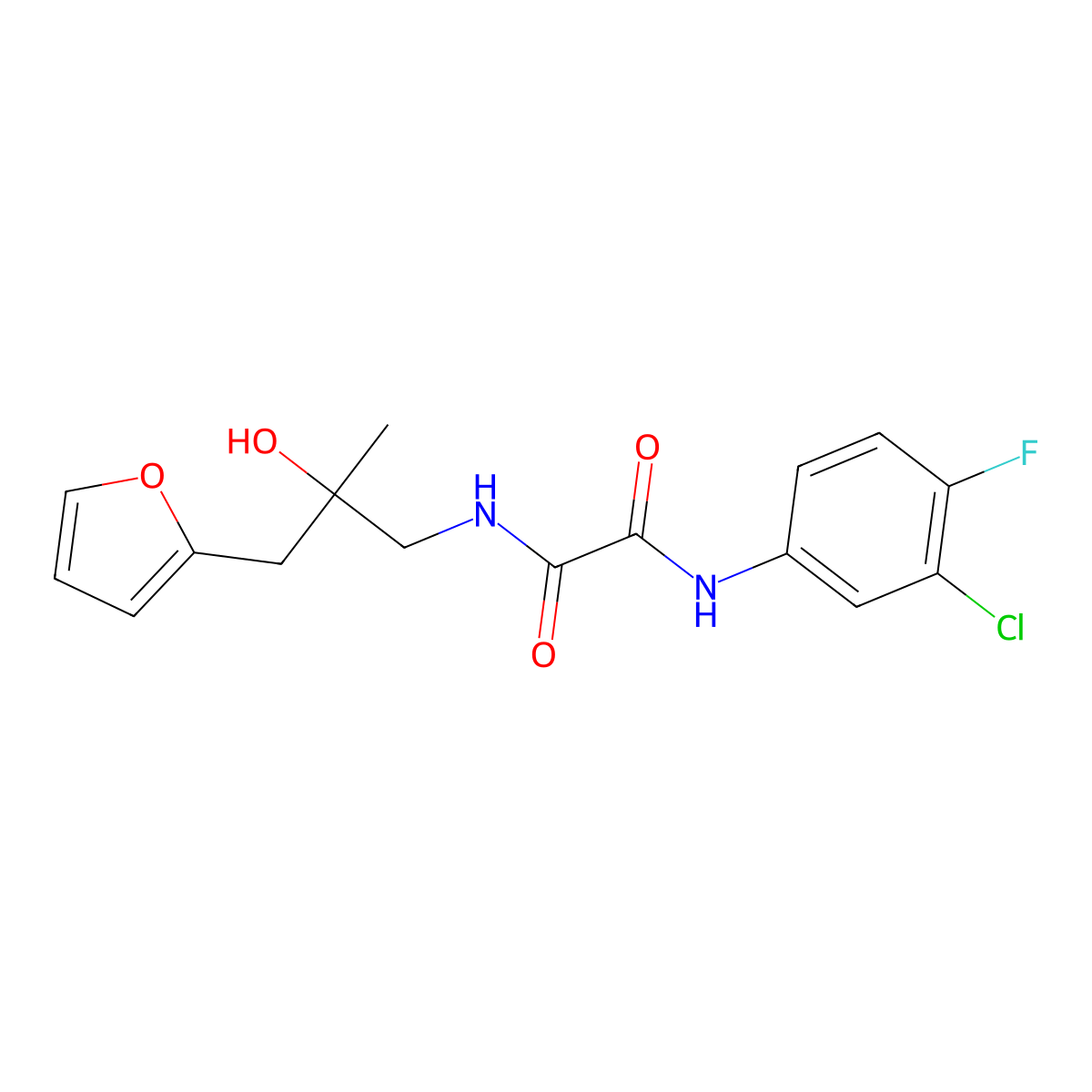 N1-(3-chloro-4-fluorophenyl)-N2-(3-(furan-2-yl)-2-hydroxy-2-methylpropyl)oxalamide molecular structure, CAS 1795413-72-7