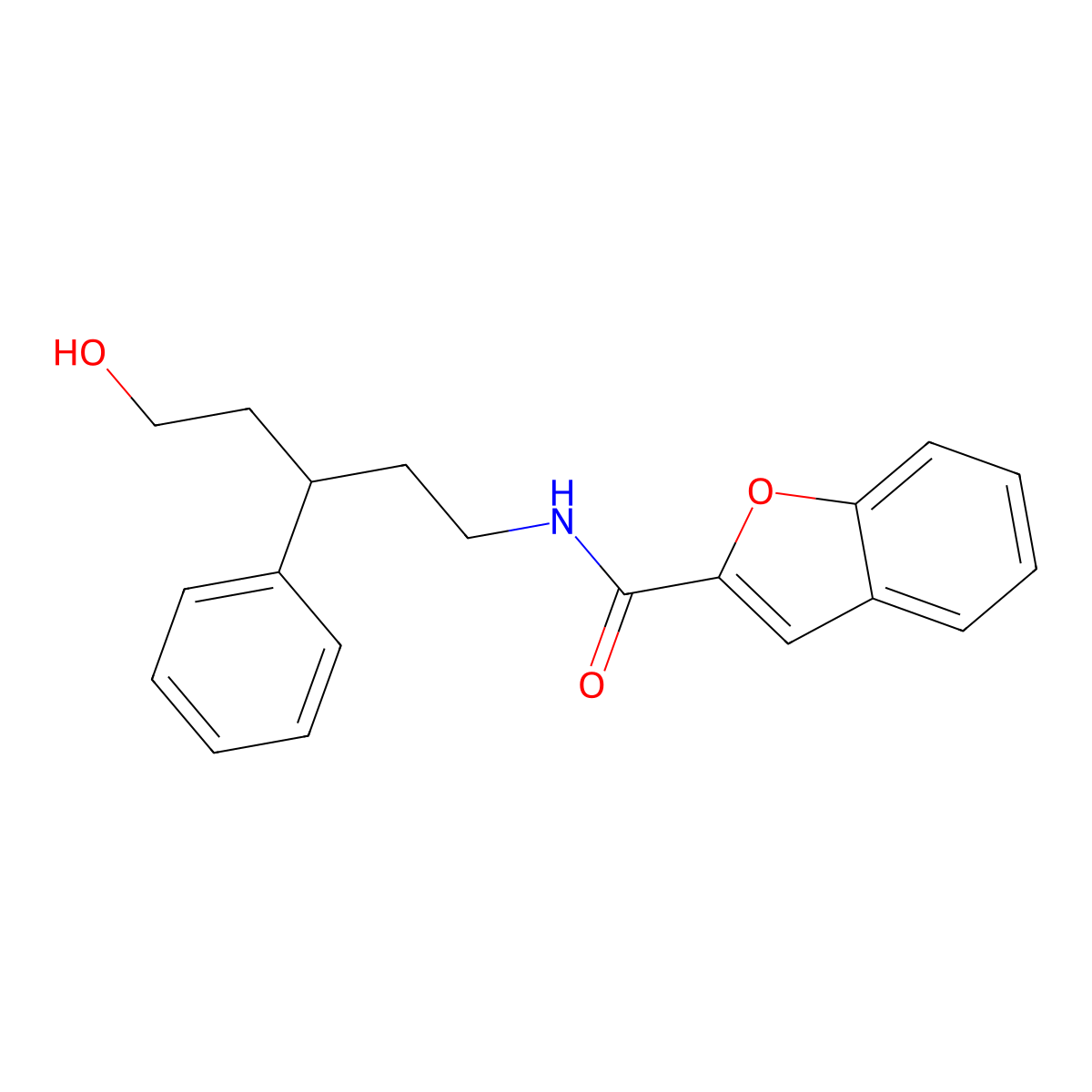 N-(5-hydroxy-3-phenylpentyl)benzofuran-2-carboxamide molecular structure, CAS 1795413-83-0