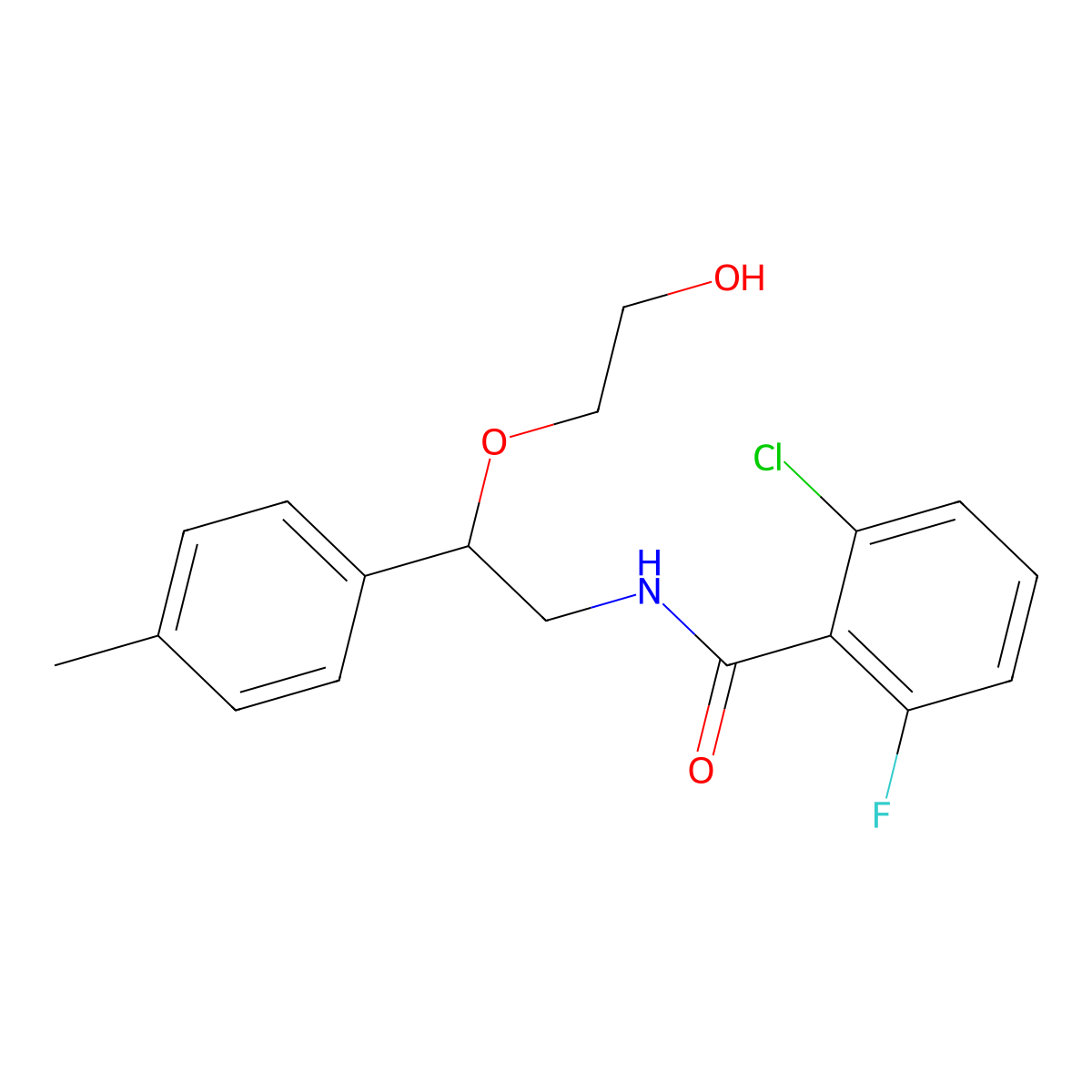 2-chloro-6-fluoro-N-(2-(2-hydroxyethoxy)-2-(p-tolyl)ethyl)benzamide molecular structure, CAS 1795414-07-1