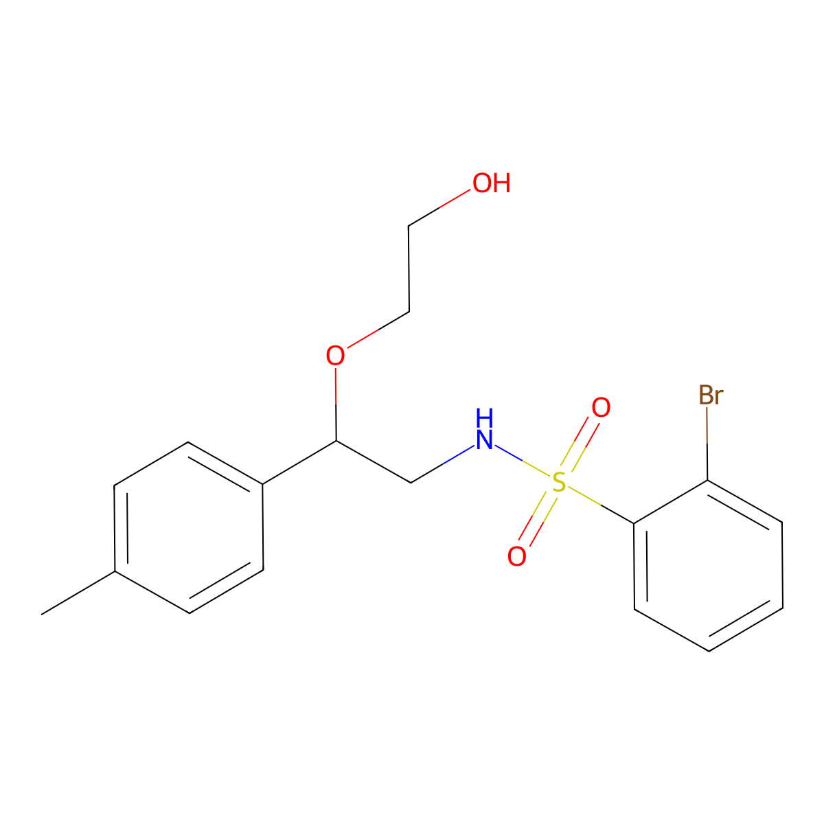 2-bromo-N-(2-(2-hydroxyethoxy)-2-(p-tolyl)ethyl)benzenesulfonamide molecular structure, CAS 1795414-21-9