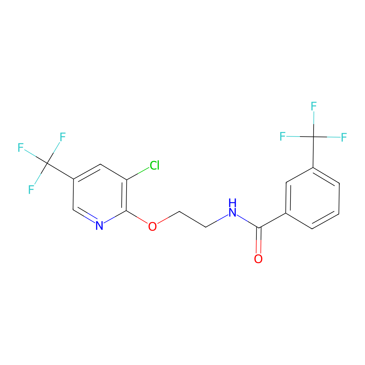 N-(2-{[3-chloro-5-(trifluoromethyl)pyridin-2-yl]oxy}ethyl)-3-(trifluoromethyl)benzamide molecular structure, CAS 1795415-00-7